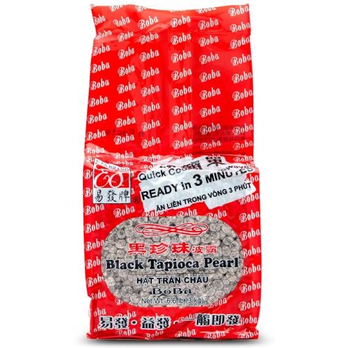 E-FA BRAND Black Tapioca Pearls (Boba), Quick Cook Tapioca Pearls for Bubble Tea, Microwave Ready in 3 Minutes, Fresh Chewy Texture, Milk Tea & Dessert Topping, Halal Certified, 6.6 LB (Pack of 1