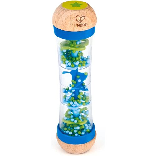 Amazon.com: Hape Beaded Raindrops | Mini Wooden Musical Shake & Rattle Rainmaker Toy, Blue, Model Number: E0328B : Toys & Games
