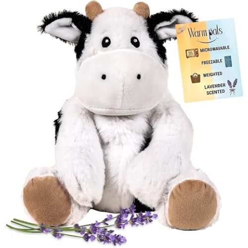 Callie Cow - Microwavable & Weighted Plush Stuffed Animal - Heated Plushie for Warmth - Cute, Soft, Cozy Toy for Adults & Children (Boys, Girls, & Toddlers) by Warm Pals