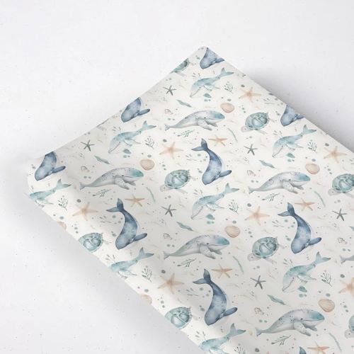 Ocean Animals Baby Changing Pad Cover,Unisex Watercolor Sea Turtle Whales Starfish Nursery Diaper Changing Table Pad Mat Sheet for Boys Girls-16x32