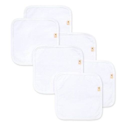 Burt's Bees Baby Washcloths, Absorbent Knit Terry, Super Soft 100% Organic Cotton - Cloud White - 6-Pack