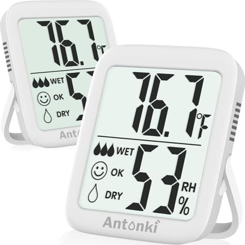Antonki 2 Pack Room Thermometer for Home, Digital Temperature and Humidity Monitors, Indoor Hygrometer Sensor, Humidity Gauge, Humidity Meter for Baby Room, Terrarium, Incubator, Greenhouse