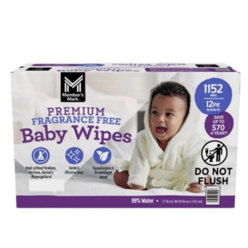 Member's Mark Premium Baby Wipes, Fragrance Free, 12 pk., 1152 Wipes - Sam's Club