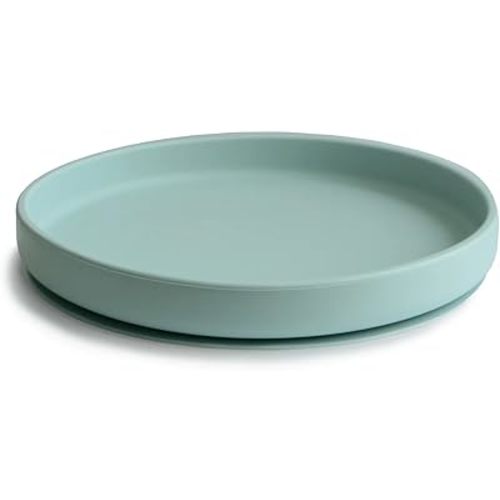 mushie Classic Silicone Suction Plate | BPA-Free Non-Slip Design (Cambridge Blue)