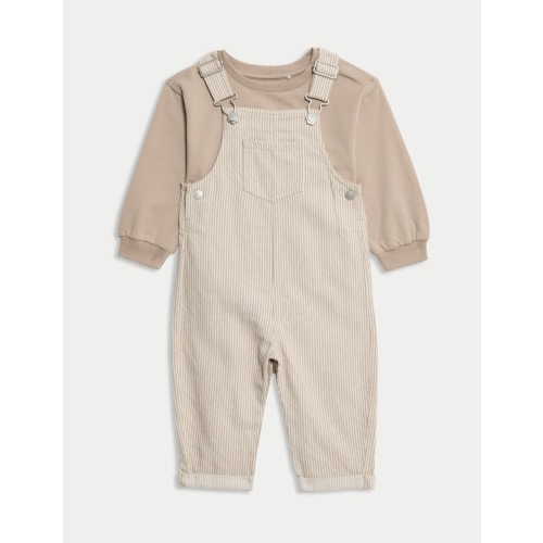 2pc Cotton Rich Striped Dungaree Outfit (0 Mths-3 Yrs)
