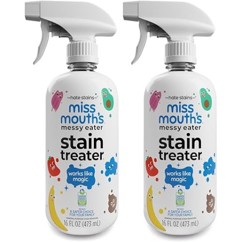 Miss Mouth's Messy Eater Stain Treater Spray - 4oz 2 Pack Stain Remover - Newborn & Baby Essentials - No Dry Cleaning Food, Grease, Coffee Off Laundry, Underwear, Fabric