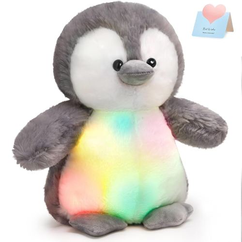 Amazon.com: Houwsbaby 12'' LED Light Up Penguin Stuffed Animal Plush Toy for Kids Night Light Glowing and Huggable Soft Plush Toy Present for Kids Baby Boys Girls Birthday Festival Christmas : Toys & Games