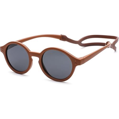 COASION Baby Polarized Sunglasses with Strap Adjustable TPEE Flexible Frame for Toddler Girls Boys Age 0-36 Months
