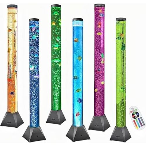 CALOVER Large 4FT Sensory Fish Bubble Tube Aquarium Night Light Tower Lamp Calming Relax for Autistic ADHD Children Alleviating Stress and Anxiety in Adults