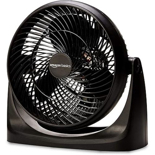 Amazon Basics 11-Inch Air Circulator Fan, Desk Fan for Bedroom, Home and Office, With 90-Degree Tilt Head, 3 Speed Settings, Lightweight (4.2 LBS), 70 Watts, Black, 14.8"Wx7.6"Dx14.1"H