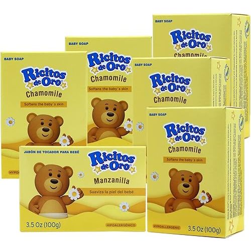 Ricitos De Oro Baby Cleansing Bar Soap with Extract Calming Effect, Chamomile, 6-Pack of 3.5 Oz Each Soap, 6 Soaps