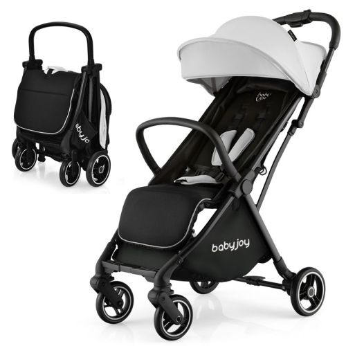Infans Portable Baby Stroller One-hand Fold Pushchair W/ Aluminum Frame Grey