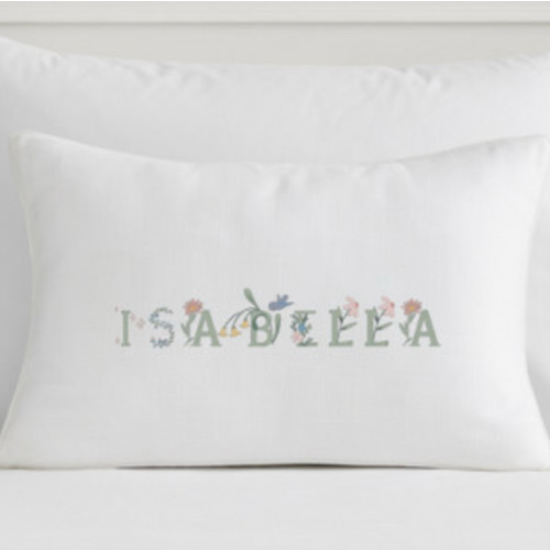 Heritage Floral Alphabet Personalized Pillow Cover