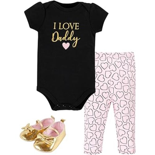 Hudson Baby Baby Cotton Bodysuit, Pant and Shoe Set