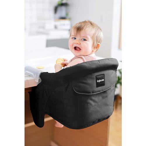 Inglesina - Fast Table Chair: Hook On Portable High Chair for Babies and Toddlers, Damage Free Travel Booster Seat for Restaurant Use - Black