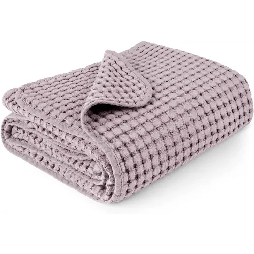 Konssy Waffle Baby Blankets, Nursery Blankets for Boys Girls, Swaddle Blankets Neutral Soft Lightweight Toddler and Kids Throw Blankets(Purple)