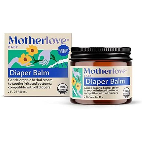 Motherlove Diaper Balm (2 oz) Organic Herbal Diaper Rash Cream—Cloth Diaper Safe, Zinc Oxide- & Petroleum-Free