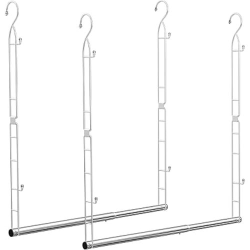 Supforce Hanging Closet Rod Stainless Steel, 2 Pack Adjustable Height & Width Closet Rod Extender, Space-Saving Closet Hanging Storage Organizer,Load up to 88LB