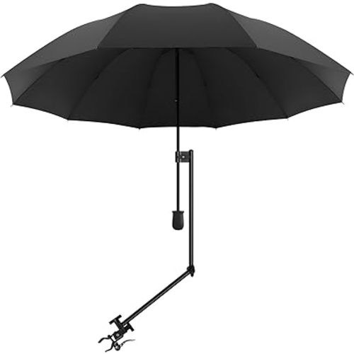 UPF 50+ Beach Umbrella with Adjustable Universal Clamp for Stroller, Bleacher, Patio, Fishing, BBQ Parties
