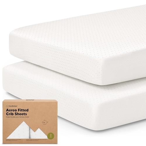 KeaBabies 2-Pack Fitted Crib Sheets - Soft White