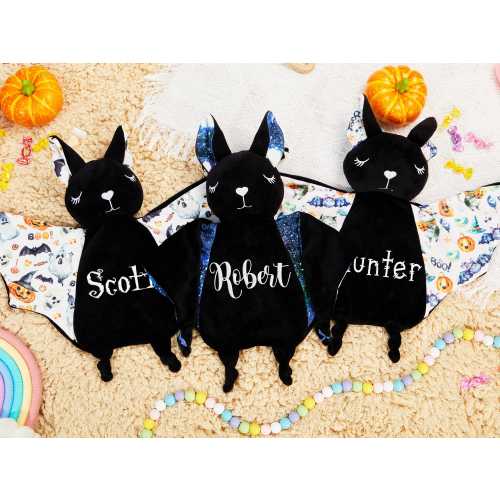 Personalized Baby Bat Security Blanket, Embroidered  Bat Comforter, Lovey Animal Blanket, Baby Blanket Bat, Bat Plush, Baby Toy Gothic