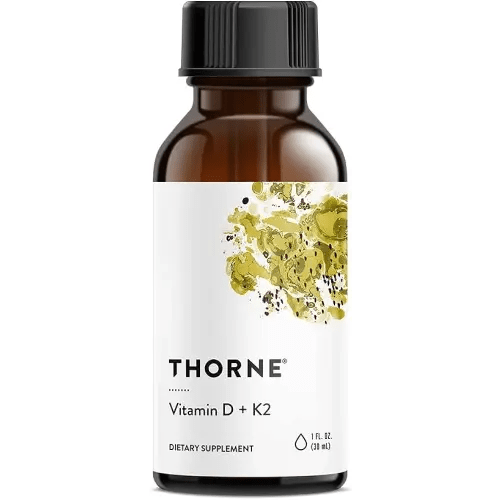 THORNE Vitamin D + K2 Liquid with a metered Dispenser - Vitamins D3 and K2 to Support Healthy Bones and Muscles* - 1 Fl Oz (30 ml) - 600 Servings