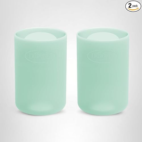 Dr. Brown's Options+ Narrow Glass Bottle Sleeves, 100% Silicone, Mint, BPA-Free, 4 oz, 2-Pack
