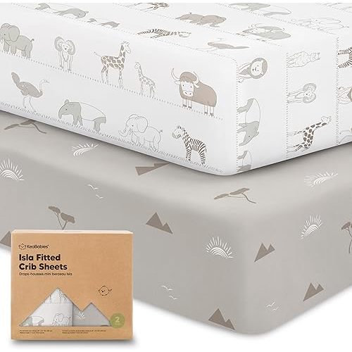 KeaBabies 2-Pack Baby Crib Sheets - Viscose Derived from Bamboo, (Savannah)