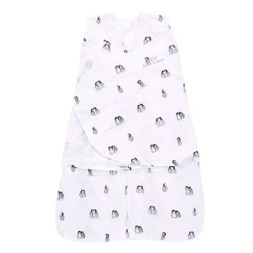 HALO Innovations Sleepsack 100% Cotton Swaddle Wrap, Color: Penguins, Size: NB