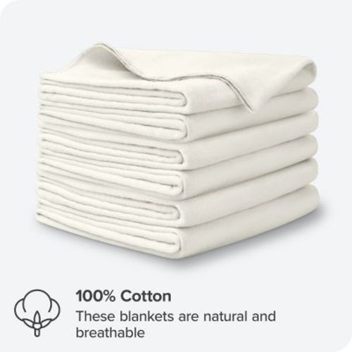 Cream 100% Cotton Flannel Receiving Blanket - 6 Pack By Bare Home