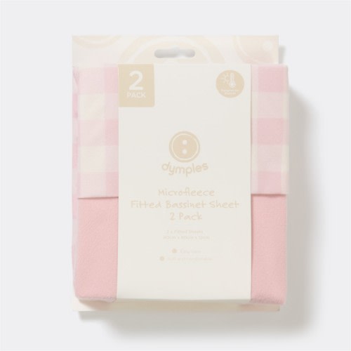 Dymples Fleece Fitted Bassinet Sheet 2 Pack - Pink Gingham
