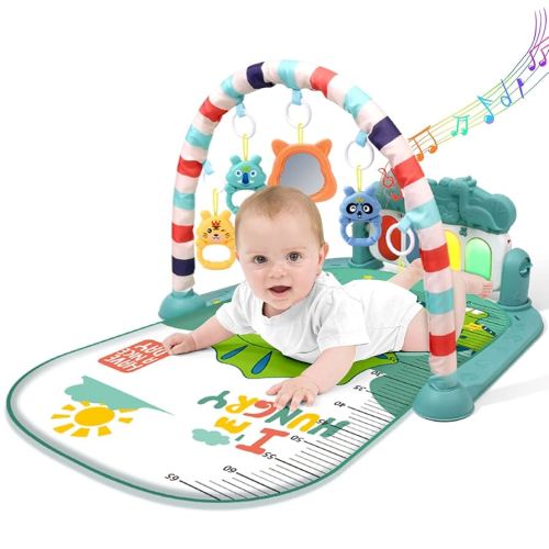BOMPOW Baby Play Mat Gym, Play Piano Activity Mat with Music and Lights, Piano Gym, Early Development Baby Gift for Babies Newborn