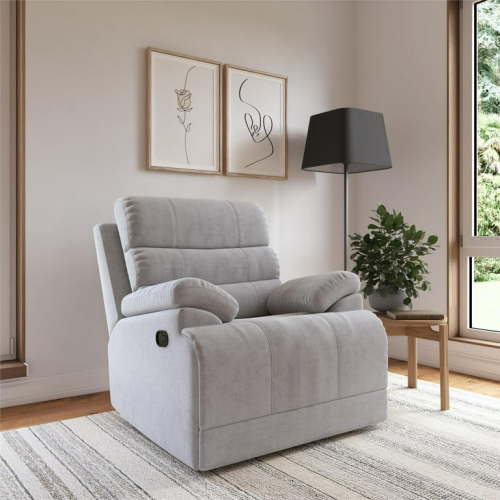 DHP McAllen Living Room Recliner Chair with Wide Seat, Light Gray Textured Fabric