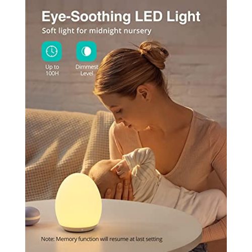 JolyWell Night Light for Kids, Baby Night Light with 7 Colors Changing Mode & Stepless Dimming, Nursery Night Light BPA Free,Rechargeable Egg Night Light for Breastfeeding 1h Timer & Touch Control - White
