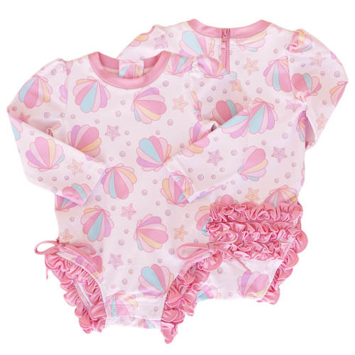 Long Sleeve Rash Guard With Ruffle Bottom | All Prints