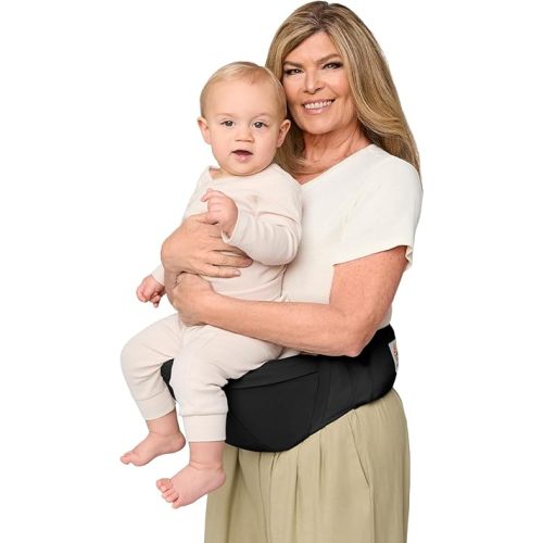 Ergobaby Ergonomic Baby Carrier Hip Seat with Storage, Comfortable Wide Waistbelt and Lumbar Support (17-45 lb) from The Brand Leader in Carriers, Lift Hip Seat, Onyx Black