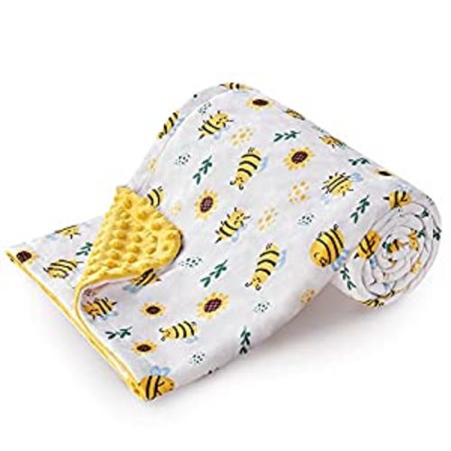 Amazon.com: DaysU Silky Micro Soft Plush Baby Blankets Unisex with Print Animal Pattern and Soothing Raised Dots, Double Layer Bed Throws for Baby Crib, Bee, Yellow, 30x40 Inches : Baby