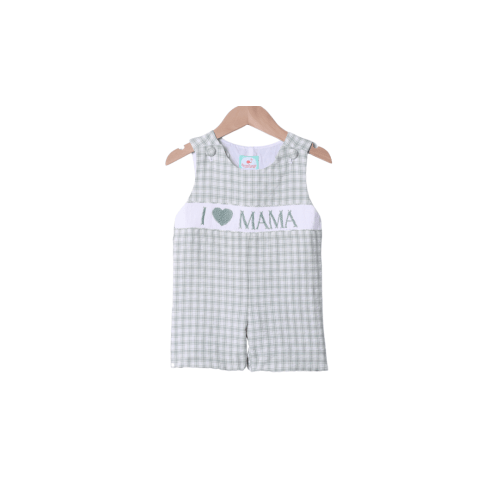 Smocked I Love Mama Sage Seersucker Jon Jon