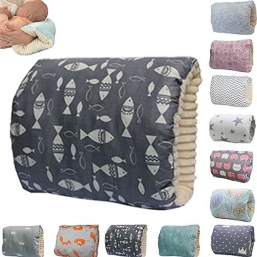 Cozy Cradle Pillow, Cozy Cradle Arm Pillow, Baby Nursing Pillow Head Support Pillow for Breastfeeding Bottle Feeding (White Gray Star)