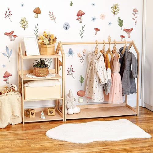 Watercolor Mushroom Wall Decals - Woodland Nursery Wall Stickers for Baby Boys or Girls Room Decor,Forest Wall Stickers Removable,Nursery Playroom Decor.