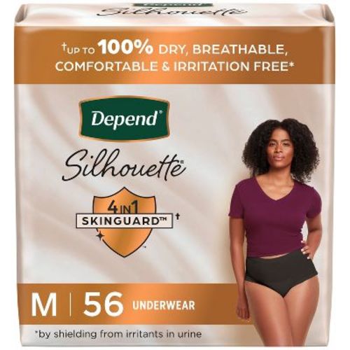 Depend Silhouette Incontinence & Postpartum Underwear for Women - Maximum Absorbency - M - Pink - 56ct