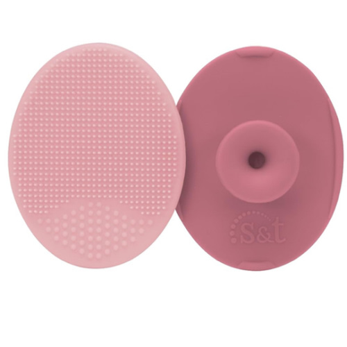 S&T INC. Exfoliating and Massaging Cradle Cap Bath Brushes for Baby, Silicone - 2 Inch x 2.5 Inch, Pink, 2 Pack