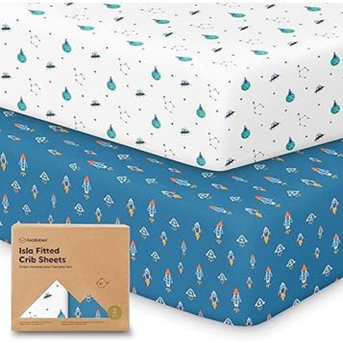 2-Pack Crib Sheets for Boys, Girls - Viscose Derived from Bamboo Fitted Crib Sheet, Baby Crib Sheets Neutral, Crib Mattress Sheet, Toddler Bed Sheets, Baby Sheets for Crib Fitted Sheets (Space Quest)