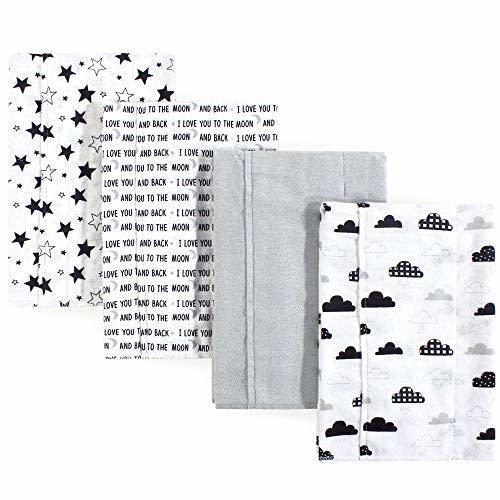 Hudson Baby Unisex Baby Cotton Flannel Burp Cloths, Moon And Back, One Size