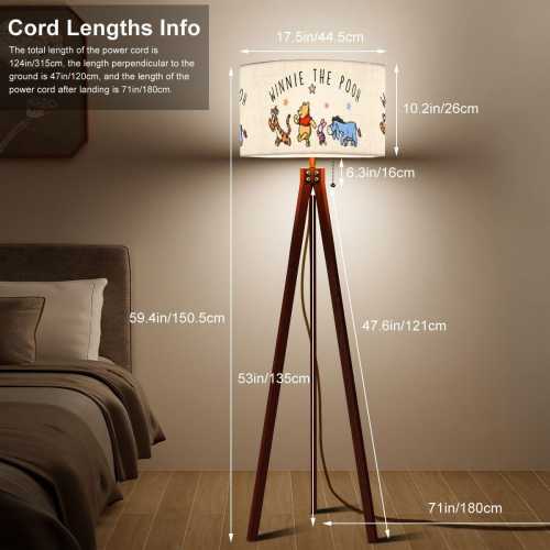 Winnie The Pooh Nursery Floor Lamp: USA Made Wooden Tripod