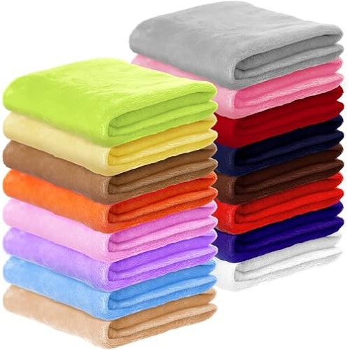 Kinlop 16 Pcs Fuzzy Baby Blankets Bulk, 39 x 27 Inch Soft Kid Blankets, Cozy Lightweight Warm Fleece Throw, for Spring Summer Infant Toddler Girls Boys, Crib Preschool Bedding (Bright Color)