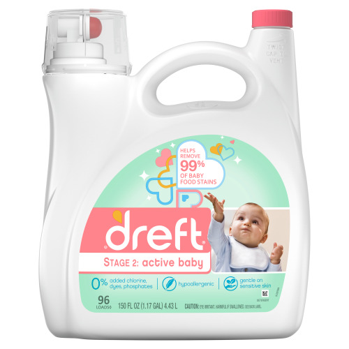 Dreft Active Baby He, 96 Loads Liquid Laundry Detergent, 150 fl oz