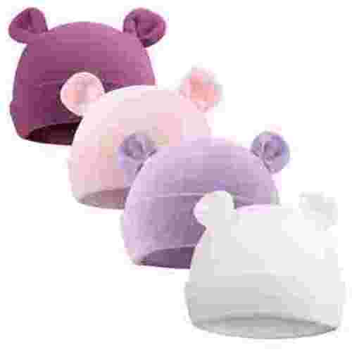 Newborn Baby Beanie Preemie Boys Hats Autumn Winter Newborn infant Hospital Hats for Girls 0-6 Months(White+Pink+Light Purple+Deep Purple,0-6 Months)