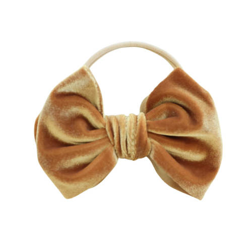 Velvet Bow Headband - Wheat