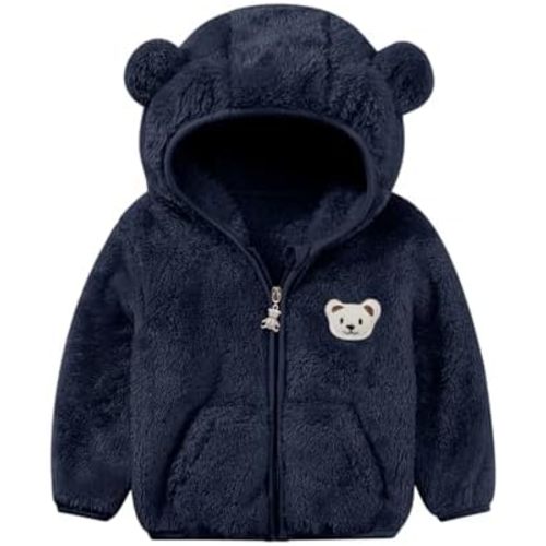 Baby Boys Girls Fleece Jackets Zip Up Hoodies Cute Bear Coats Fall Winter Fuzzy Jacket Newborn Boys Girls Outwear
